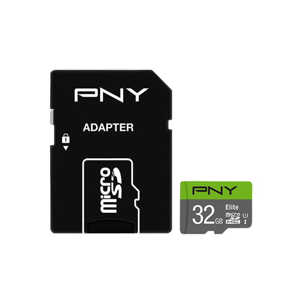 کارت حافظه microSDHC پی‌ان‌وای مدل (R100 Elite) ظرفیت 32 گیگابایت به‌همراه آداپتور SD