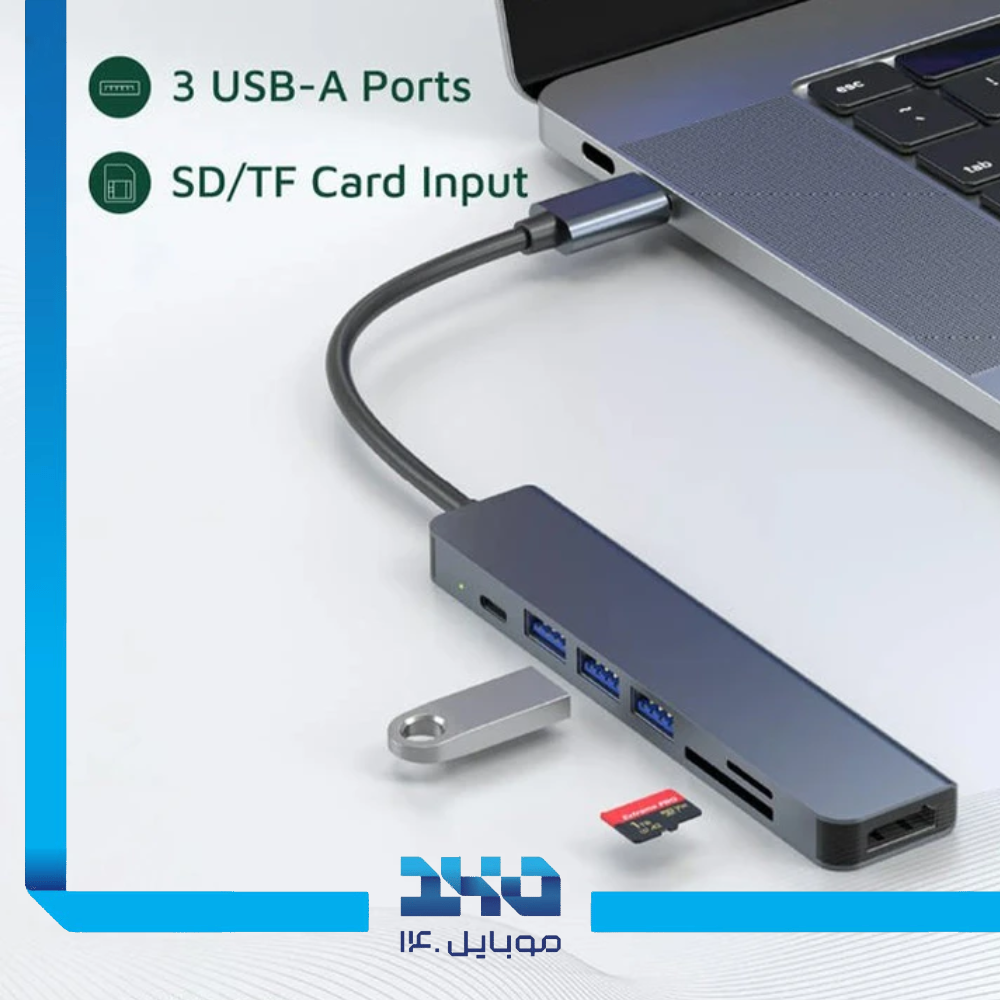 هاب 7 پورت USB-C گرین لاین مدل GN7N1CHUBGY