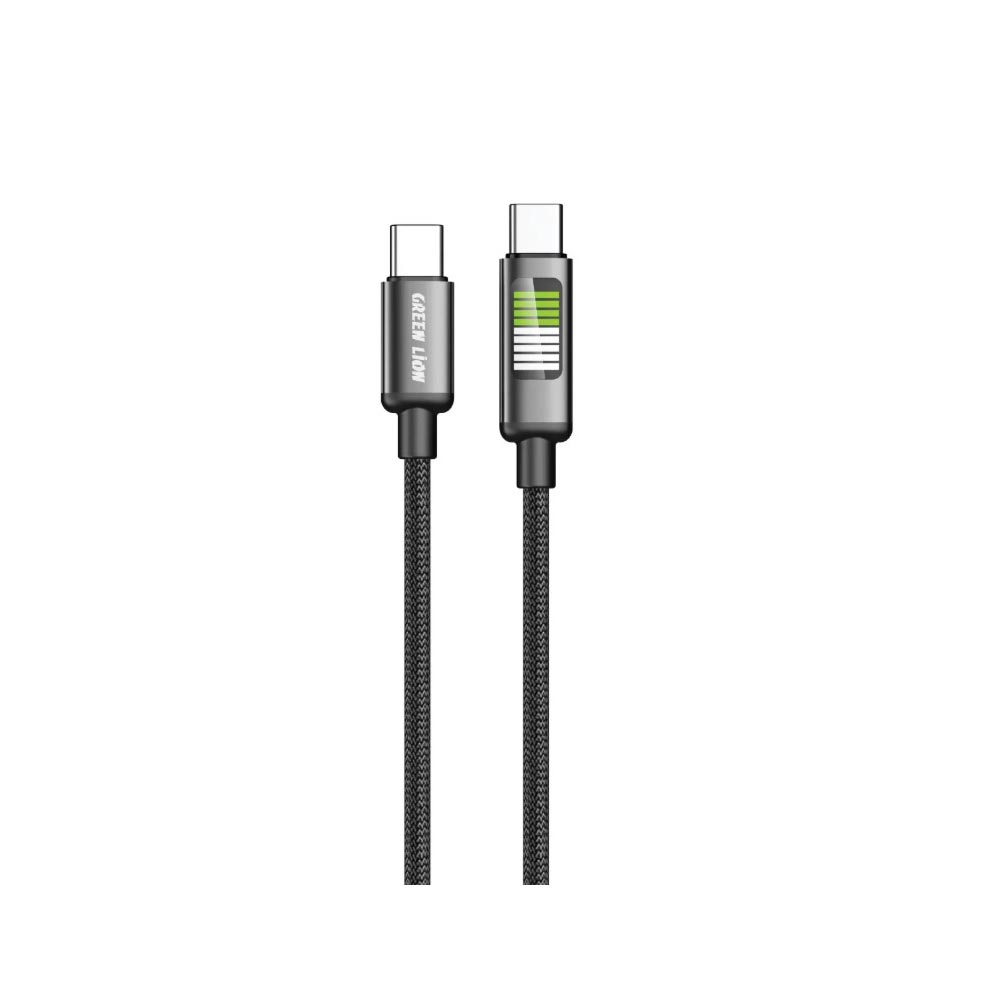 کابل USB-C به USB-C گرین لاین با LED روکش Braided