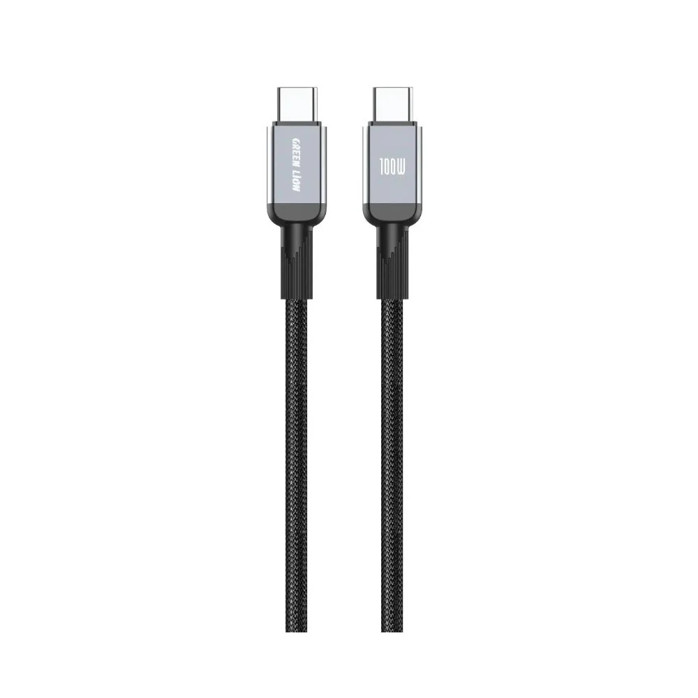 کابل شارژ مقاوم USB-C به USB-C گرین لاین Braided و توان PD 100 وات طول 1 متر