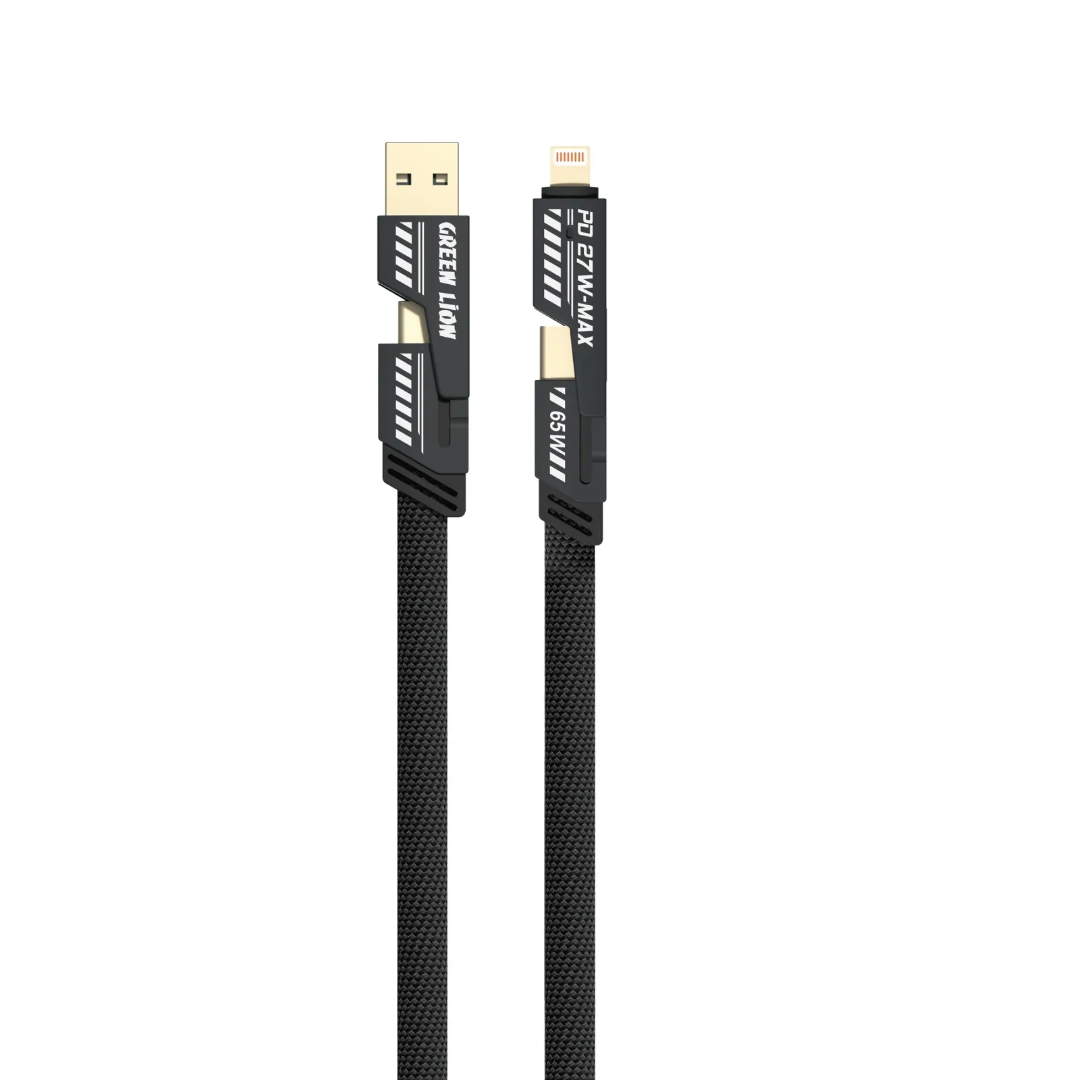 کابل شارژ گرین لاین مدل (BRAIDED 2 IN 2 Fast Charging Cable) با توان 65 وات