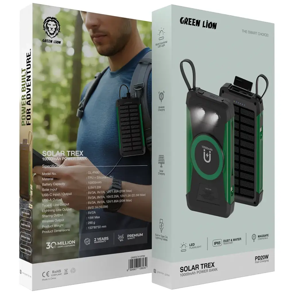 پاوربانک گرین لاین Solar Trex 10000mAh مدل (GL-PX80)