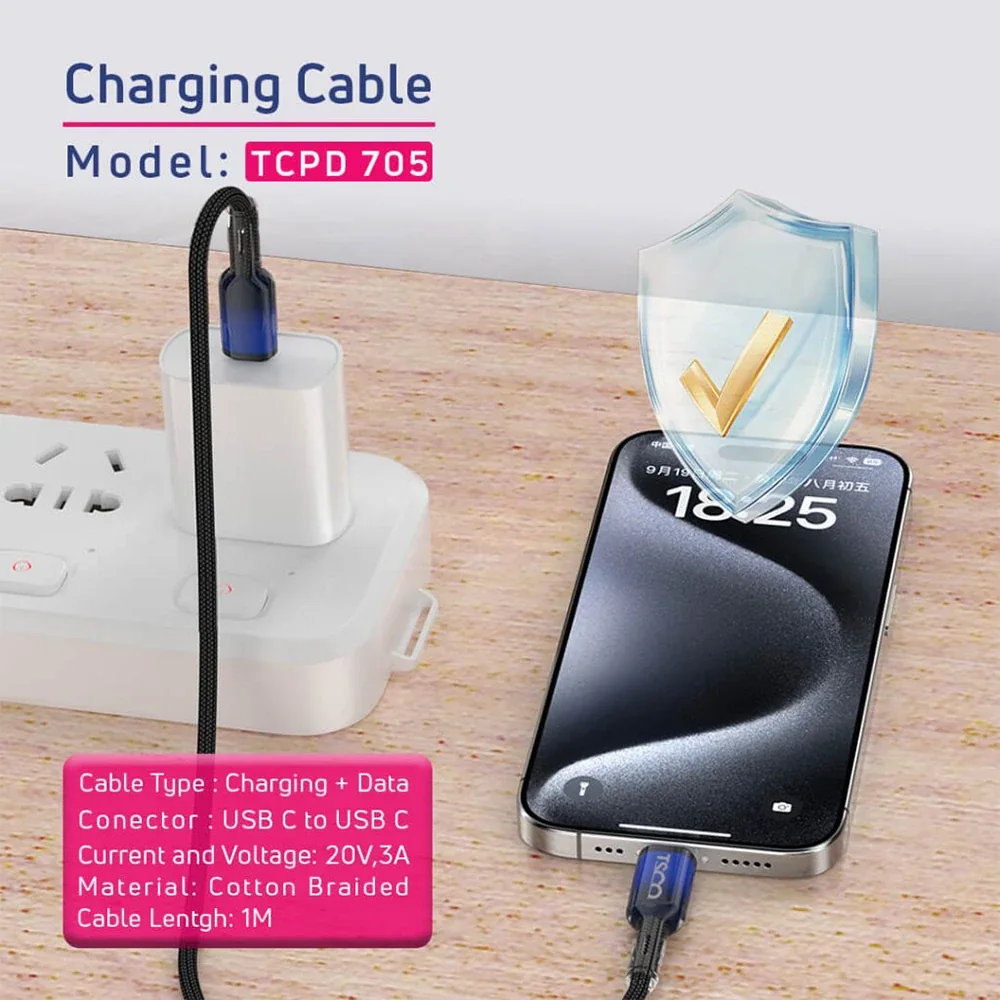 کابل USB-C به USB-C تسکو مدل TCPD 705