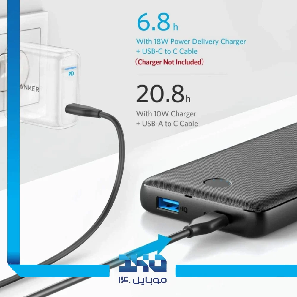 پاوربانک انکر مدل A1287 ظرفیت 20000 میلی آمپر ساعت