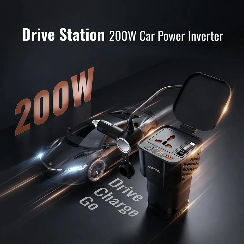 اینورتر برق خودرو 200 وات پرودو مدل DriveStation با نمایشگر ولتاژ