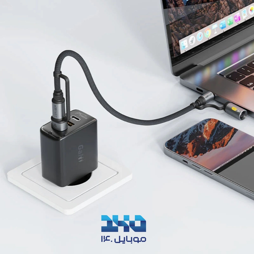 کابل Type-C به Type-C چندکاره ایس فست مدل J5 Acewire Pro طول 1.2 متر