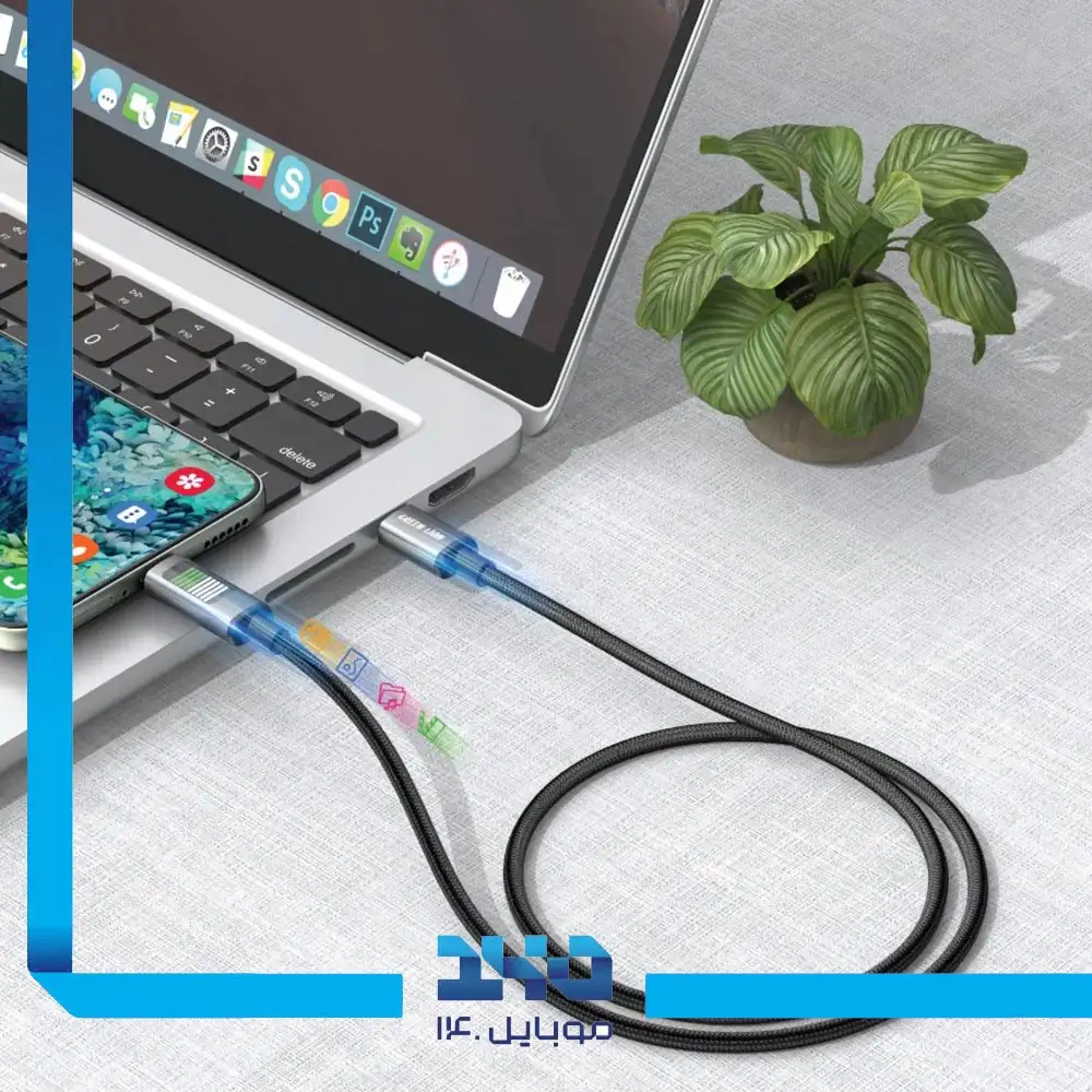 کابل USB-C به USB-C گرین لاین با LED روکش Braided