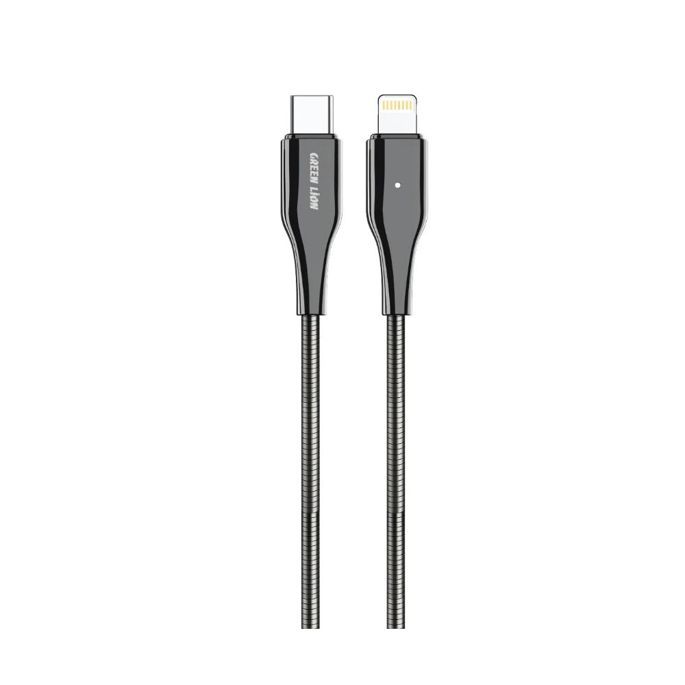 کابل تبدیل USB-C به لایتنینگ 30 وات گرین لاین مدل Metal Spring Hose