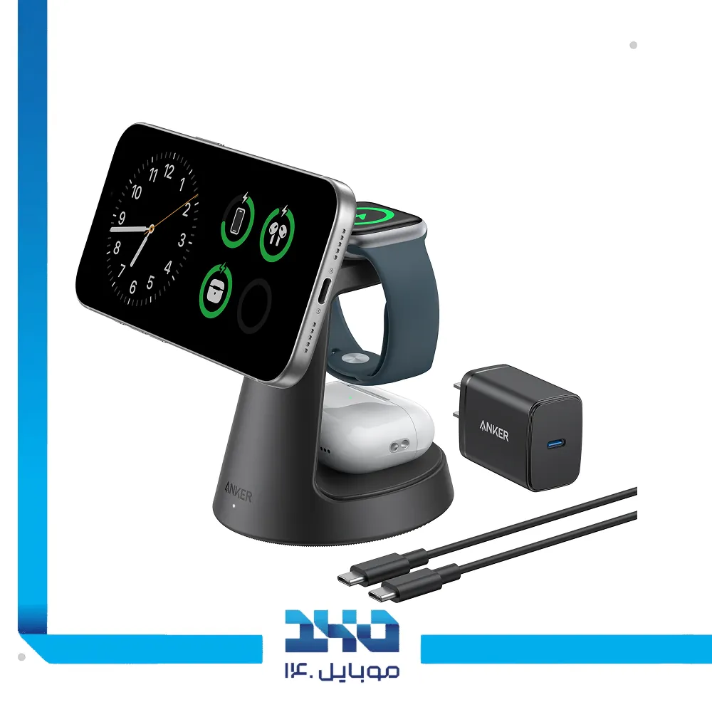 شارژر بی سیم 3 در 1 انکر مدل MagGo B25M4