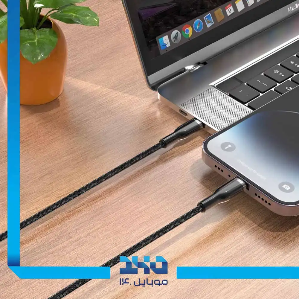 کابل شارژ USB-C به لایتنینگ گرین لاین Braided و کانکتور آلیاژ روی توان 27 وات