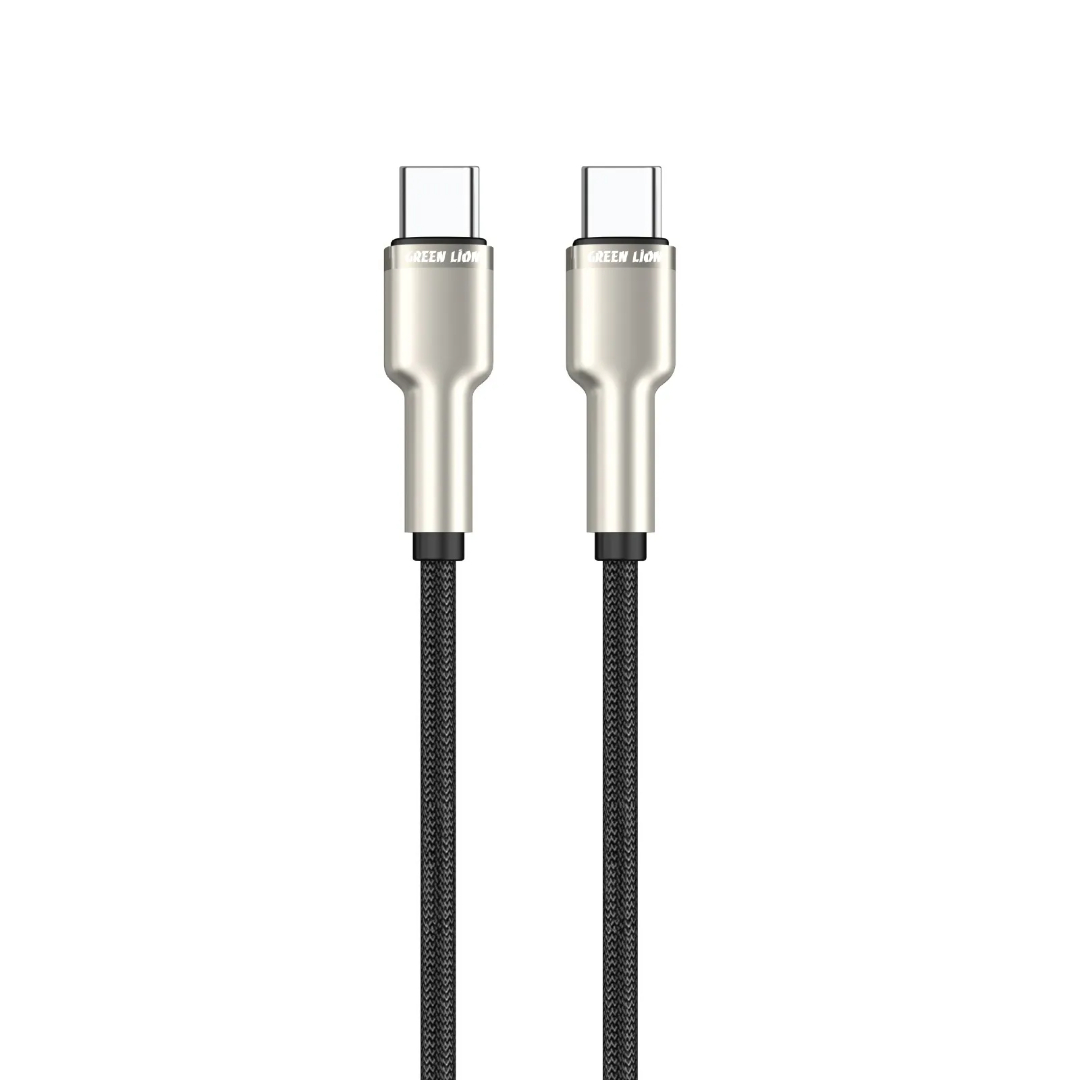 کابل USB-C به USB-C گرین لاین با روکش Braided و کانکتور آلیاژ روی توان 60 وات
