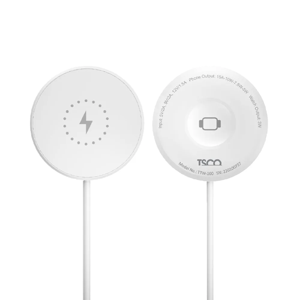 شارژر بی‌سیم 15 وات تسکو مدل (TTW 100)