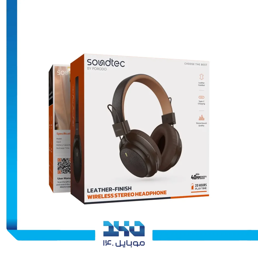 هدفون بی‌سیم پرودو مدل Soundtec Leather-Finish