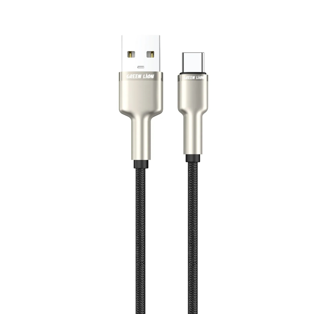 کابل تبدیل USB-A به USB-C گرین لاین با روکش Braided آلیاژ روی توان 18 وات