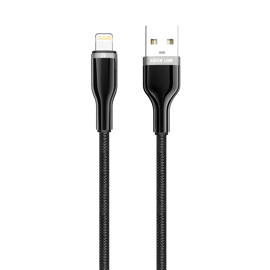 کابل شارژ گرین لاین مدل (Braided Zinc Alloy USB-A to Lightning) توان 12 وات