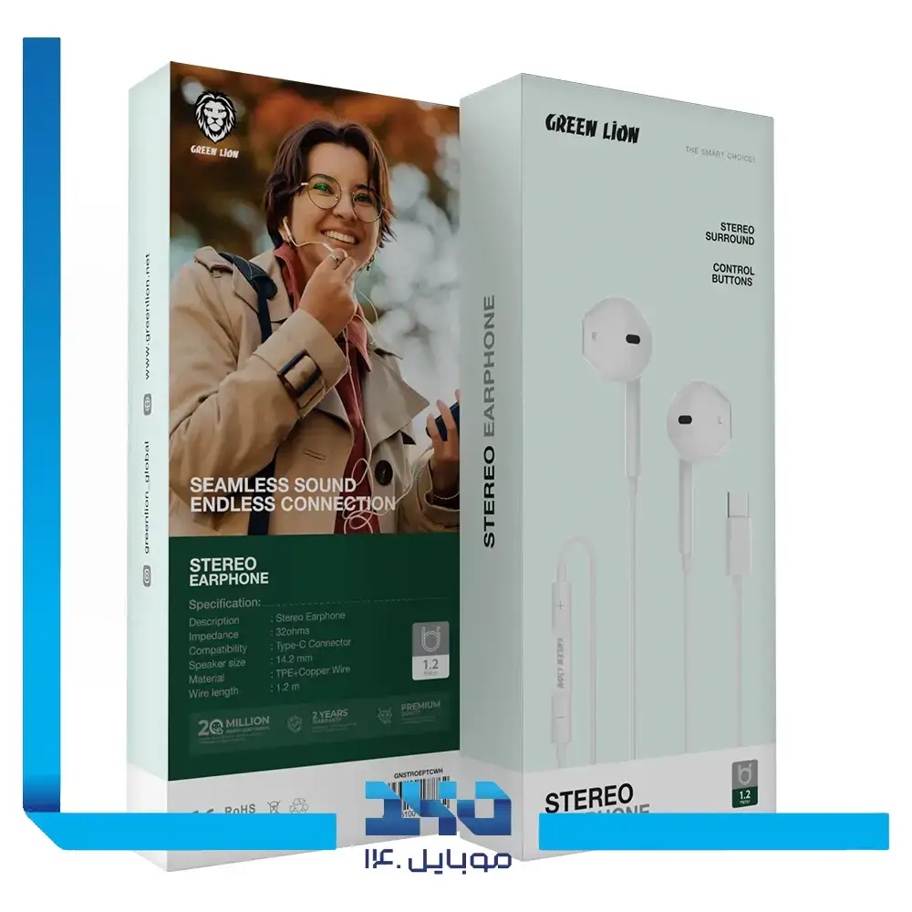 هندزفری سیمی گرین لاین مدل Stereo Earphone With Type-C Connector