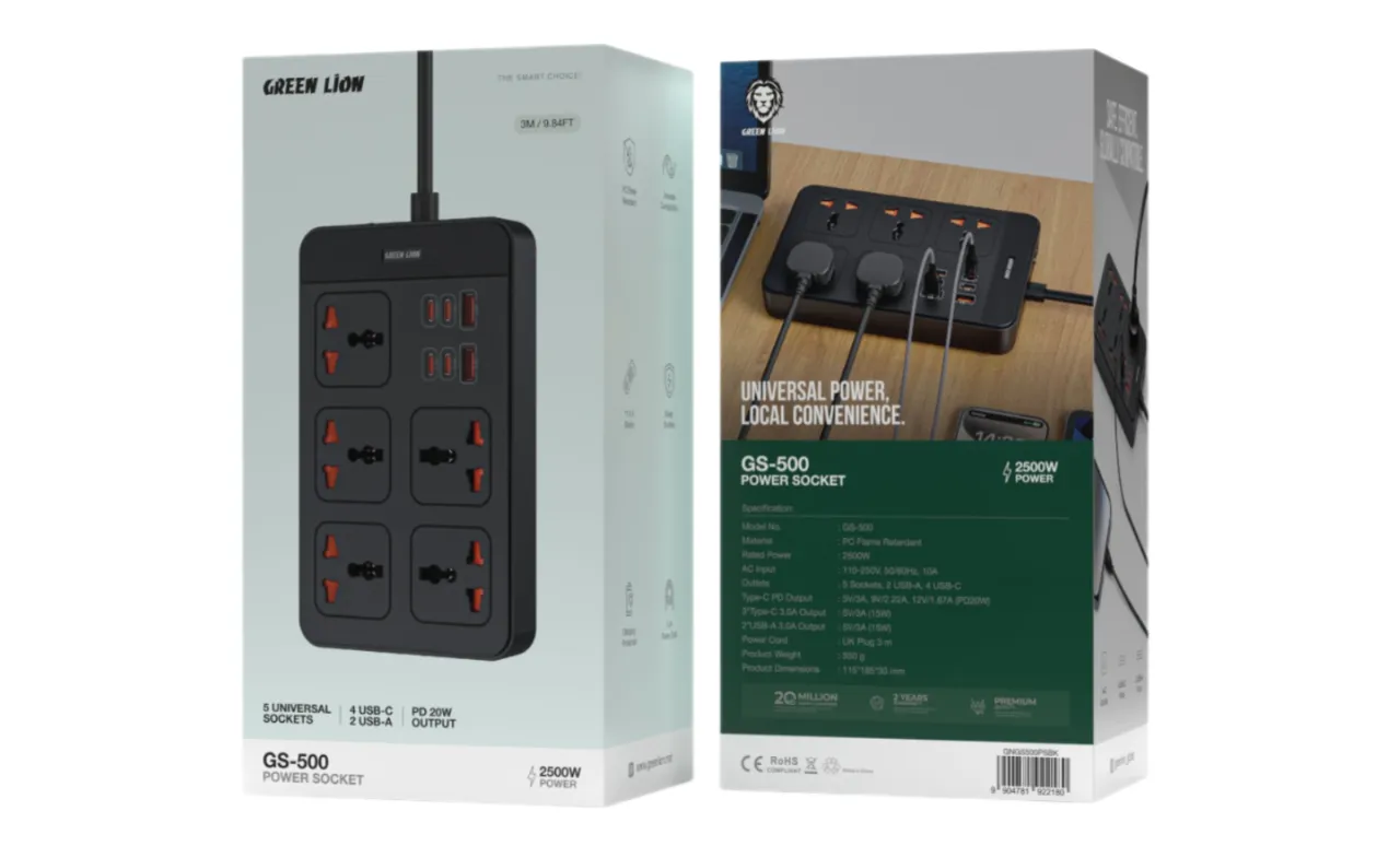 سه راهی برق گرین لاین مدل (GS-500) Power Socket PD20W