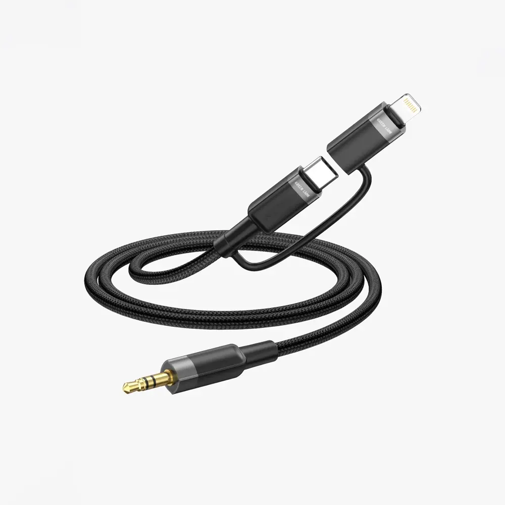 کابل تبدیل Type-C و لایتنینگ به AUX گرین لاین مدل (2in1)