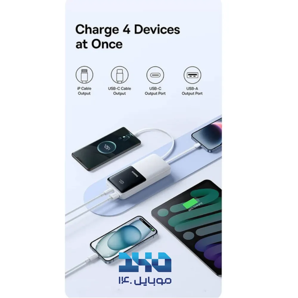 پاوربانک بیسوس 20000mAh مدل LIPOW Dual