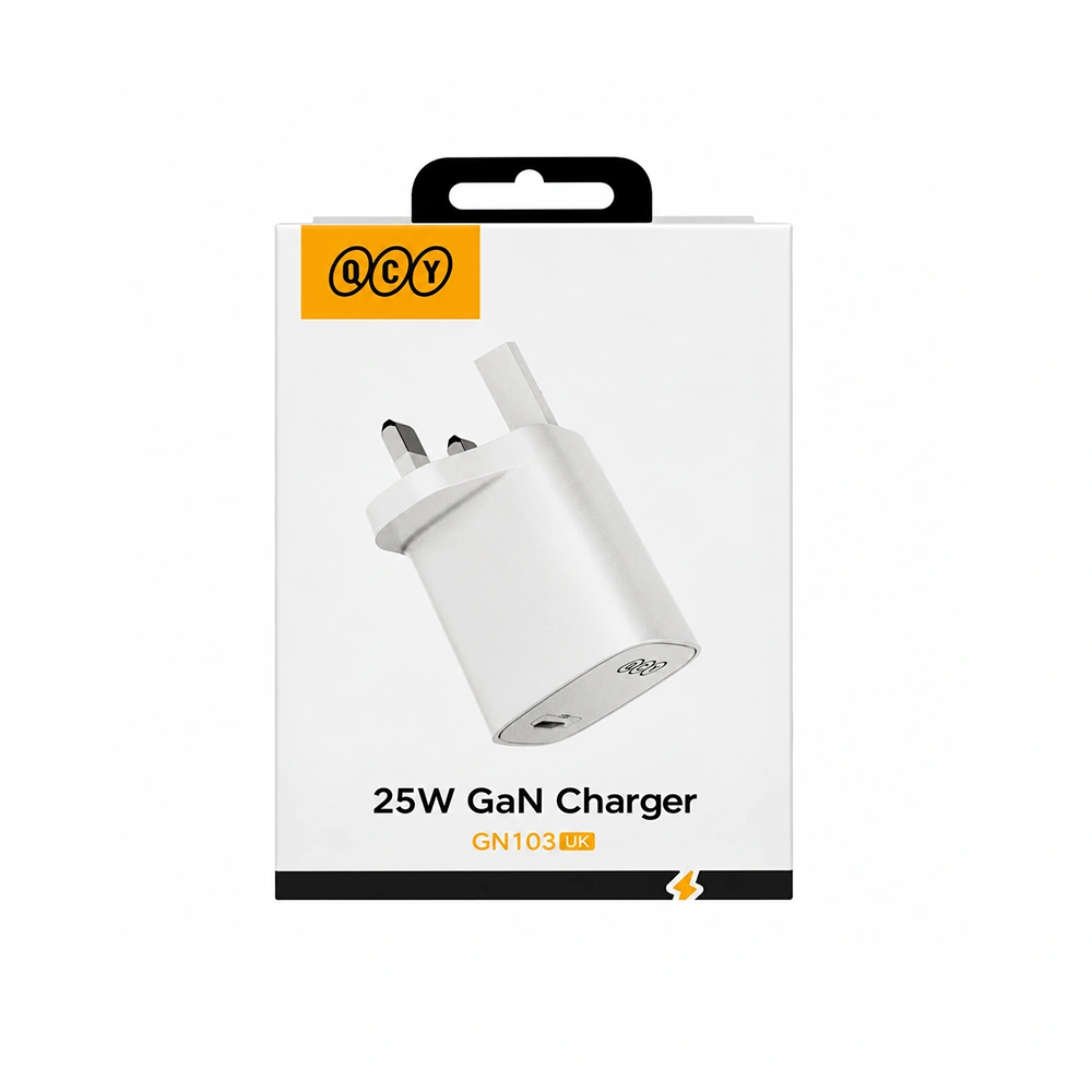 شارژر دیواری کیو‌ سی‌ وای مدل GN103-YG توان 25 وات با فناوری GaN