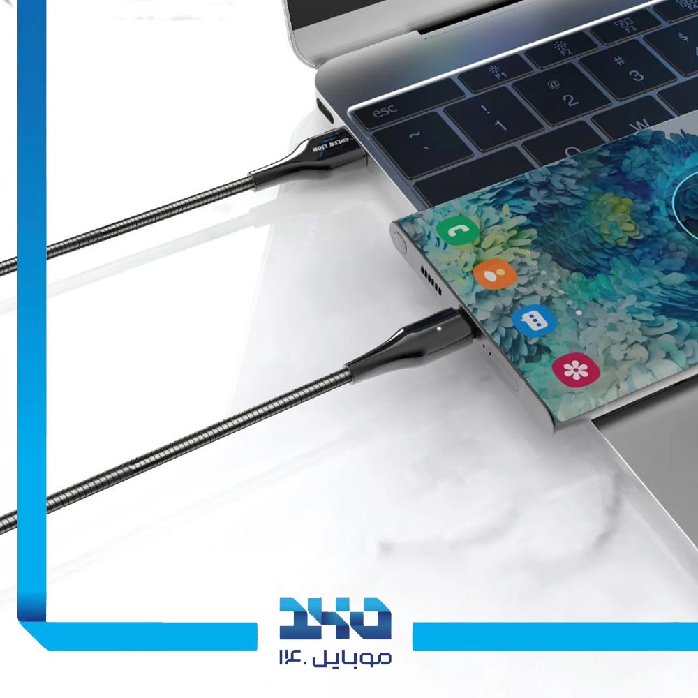 کابل 18USB-C وات گرین لاین مدل Metal Spring Hose