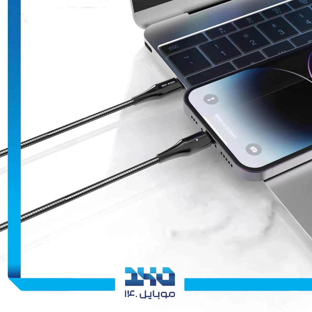کابل شارژ USB-C به لایتنینگ گرین لاین با روکش فنری فلزی توان 30 وات طول 1 متر