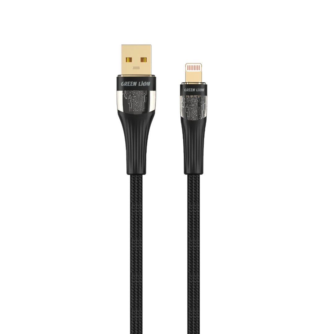 کابل شارژ گرین لاین مدل (Transparent Cable USB-A to Lightning) با نشانگر LED