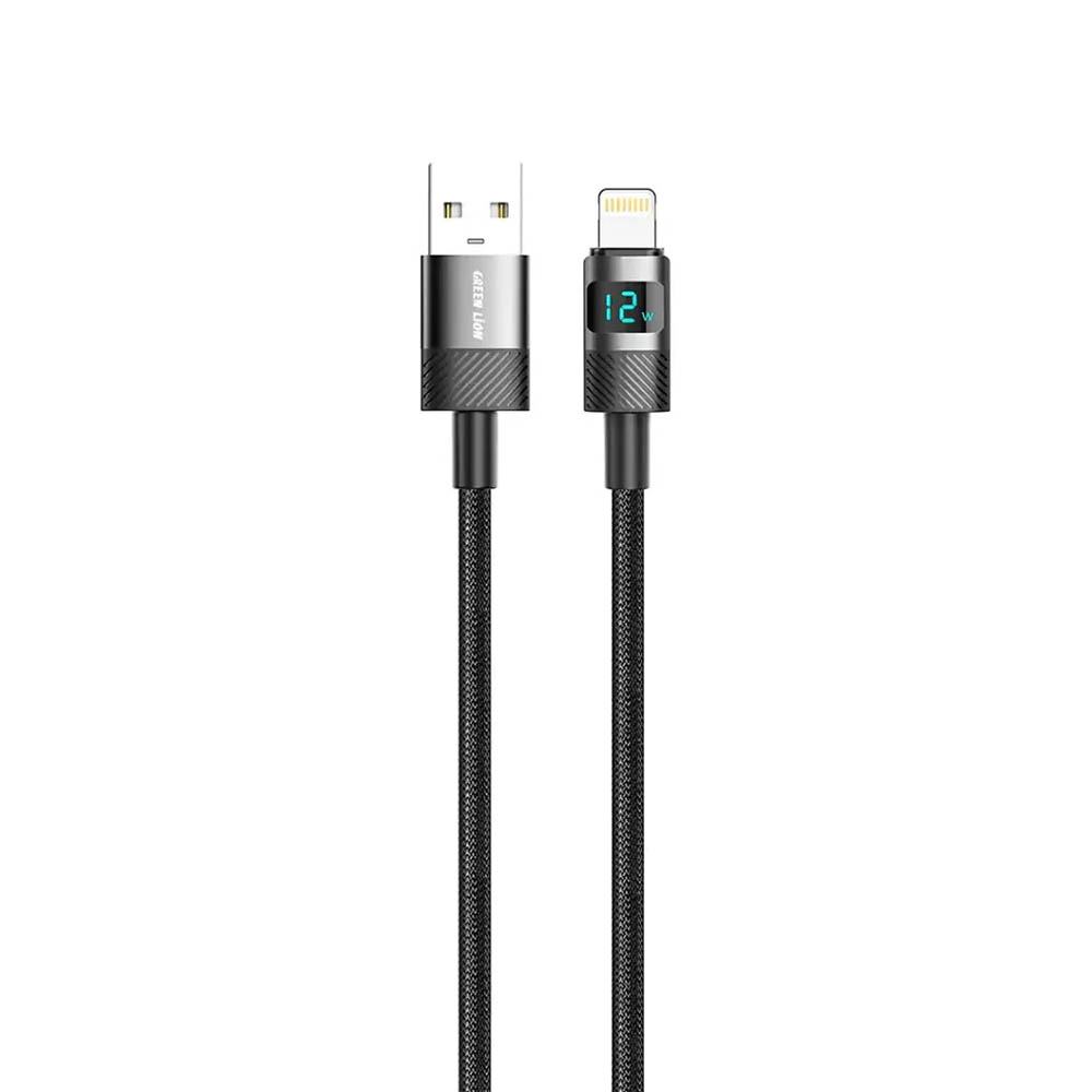 کابل شارژ USB-A به لایتنینگ گرین لاین با نمایشگر LED طول 1 متر توان 12 وات