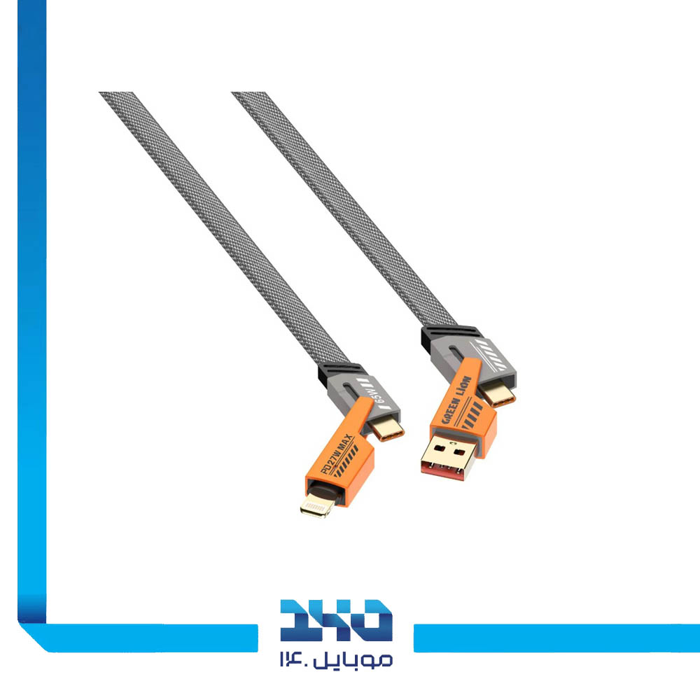 کابل فست شارژ 65 وات گرین لاین مدل 2in2 Braided