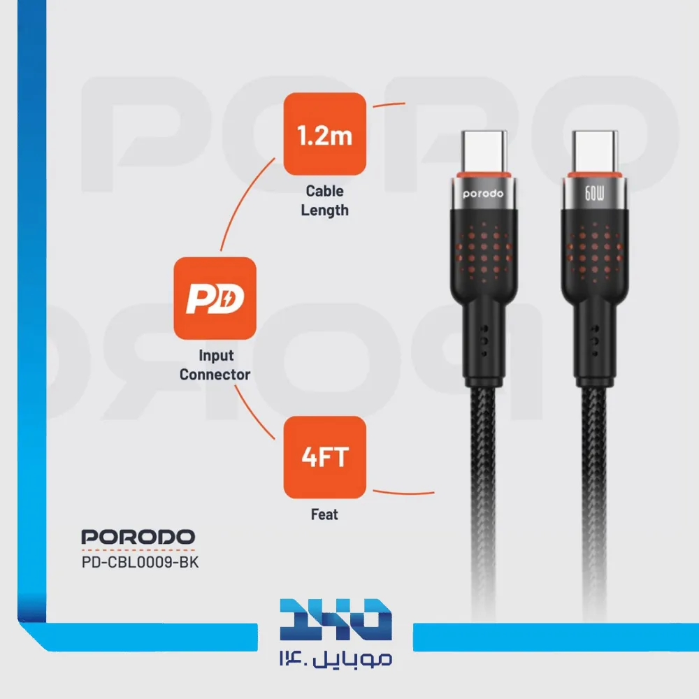 کابل دو سر تایپ سی پرودو مدل CBL0009