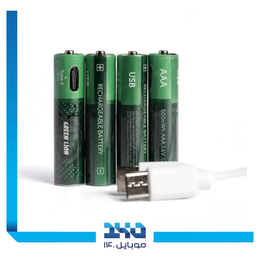 پک 4 تایی باتری نیم قلمی شارژی گرین لاین مدل Rechargeable AA