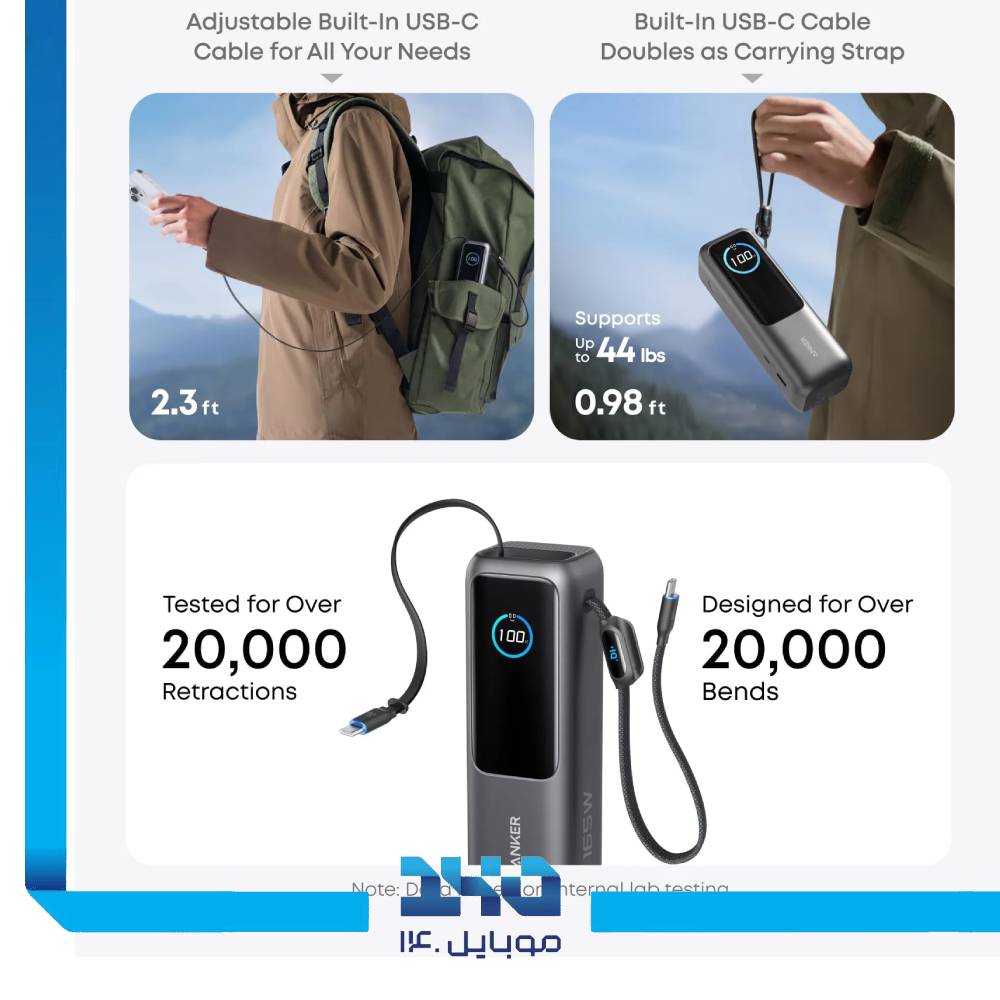 پاوربانک انکر مدل A1695 ظرفیت 25000 میلی آمپر