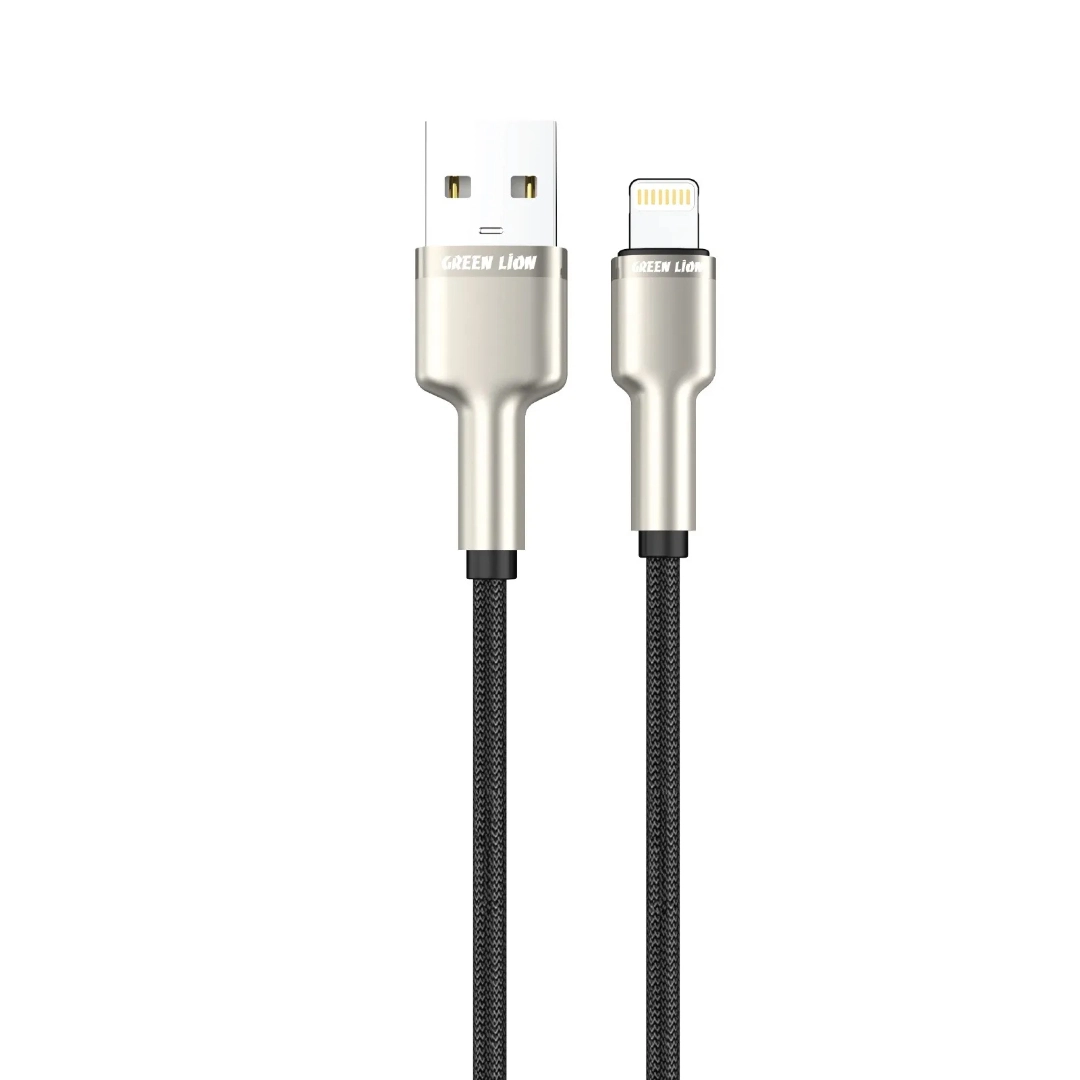کابل شارژ گرین لاین مدل (USB-A to Lightning Braided Zinc Alloy Cable) توان 18 وات