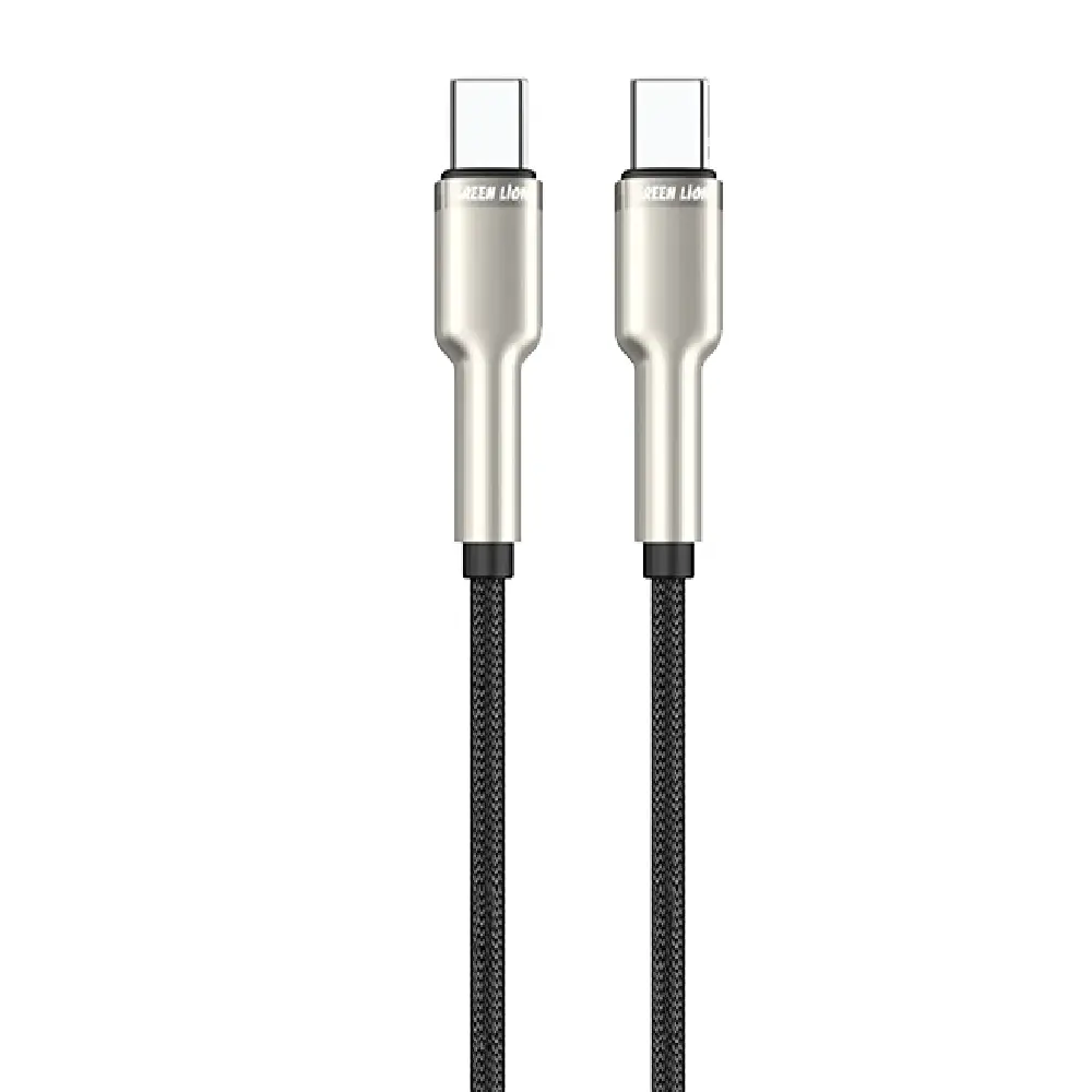 کابل تایپ سی به تایپ سی گرین لاین مدل USB-C to USB-C Braided Zinc Alloy Cable
