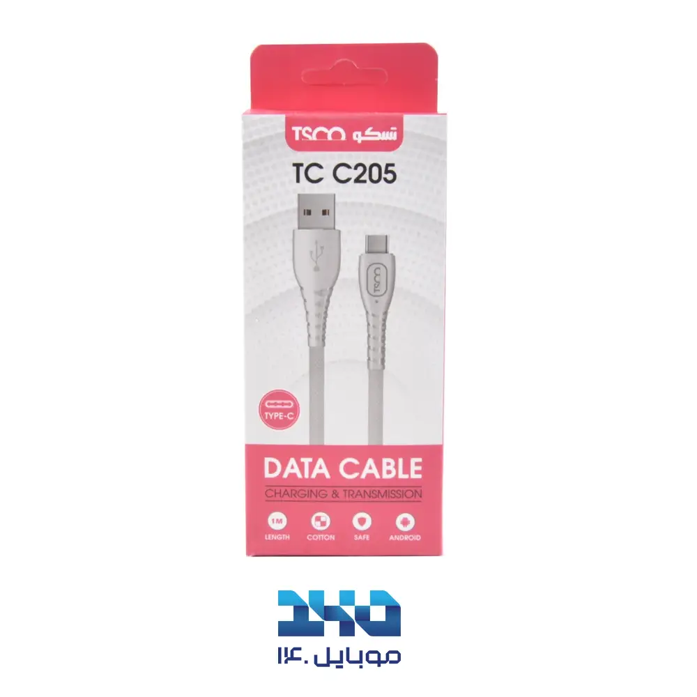 کابل تبدیل USB به USB-C تسکو مدل TCC 205 طول 1 متر
