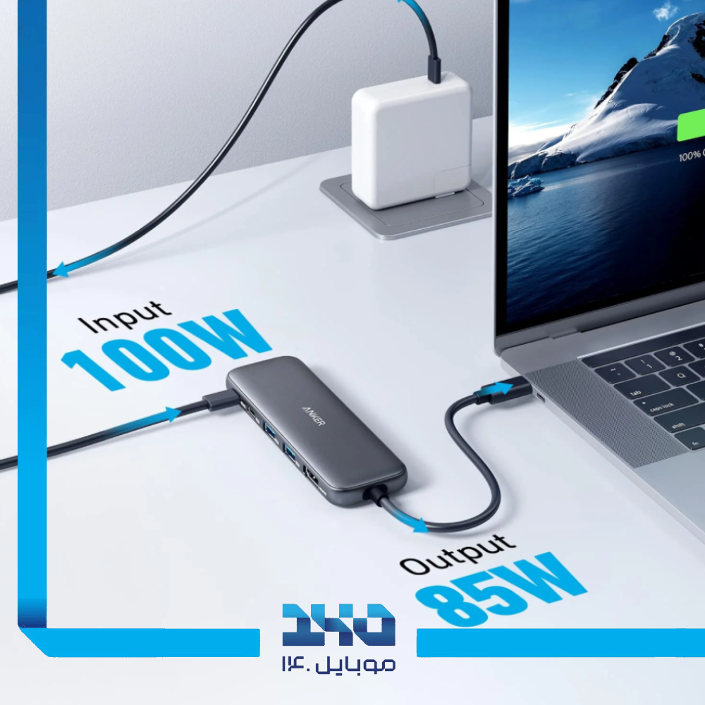 هاب 5 پورت تایپ سی انکر مدل A8355