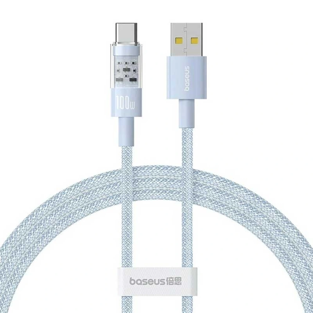 کابل شارژ سریع USB-A به USB-C بیسوس مدل Gem توان 100 وات طول 1 متر