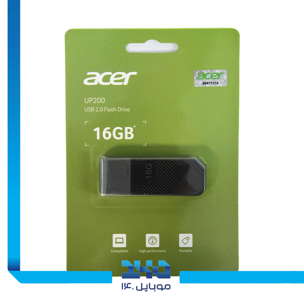 فلش مموری ایسر مدل (UP200) با رابط USB 2.0 ظرفیت 16 گیگابایت مشکی