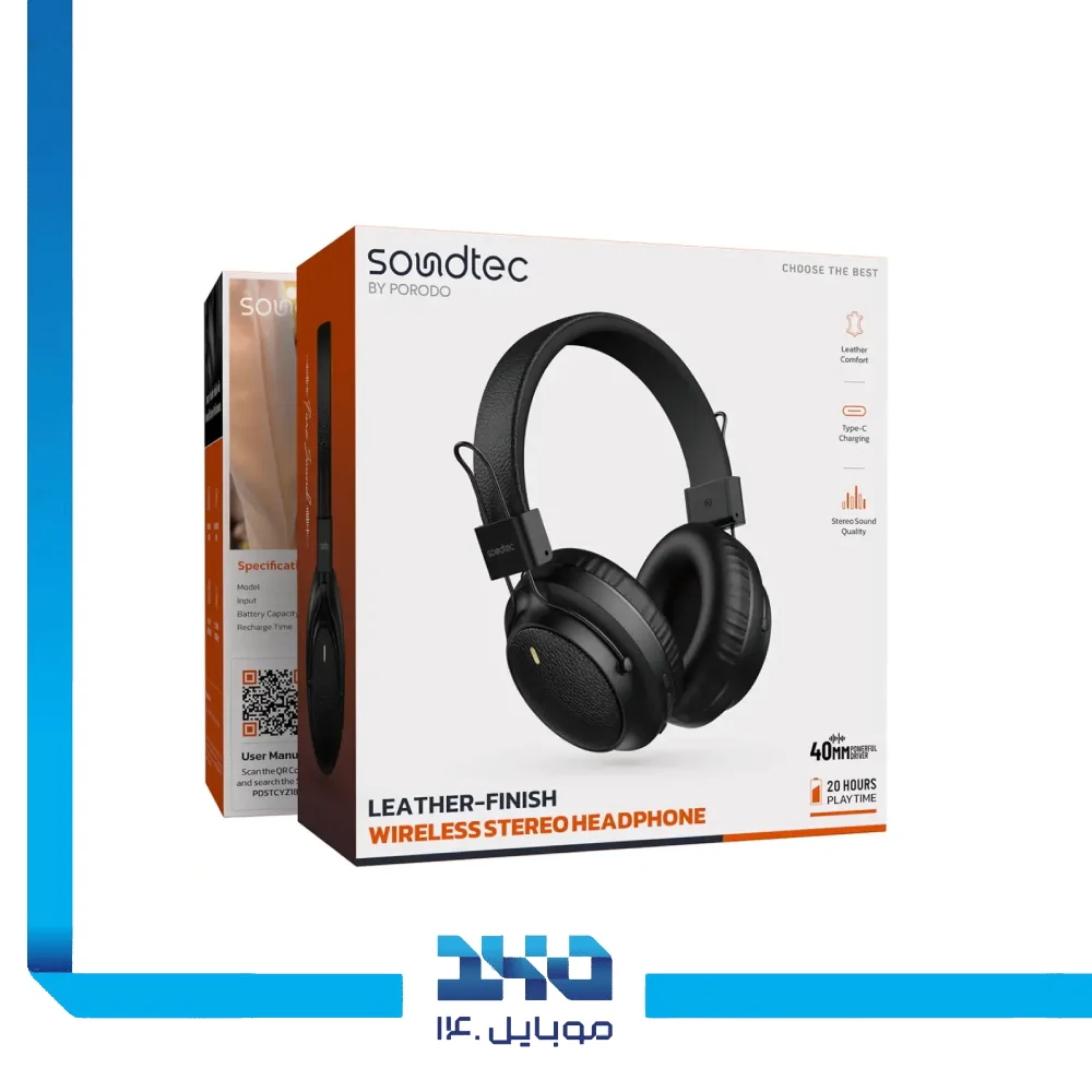 هدفون بی‌سیم پرودو مدل Soundtec Leather-Finish