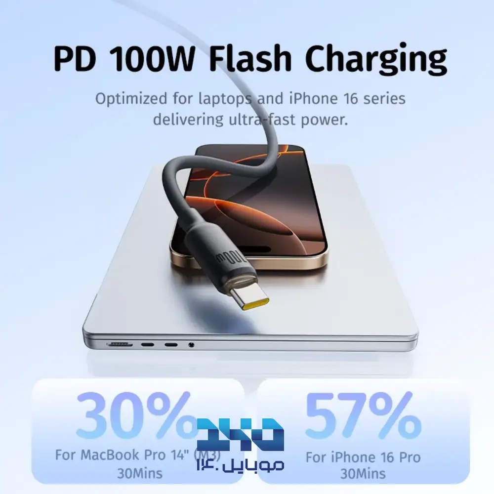 کابل تبدیل USB به USB-C بیسوس مدل E0426800 طول 1 متر