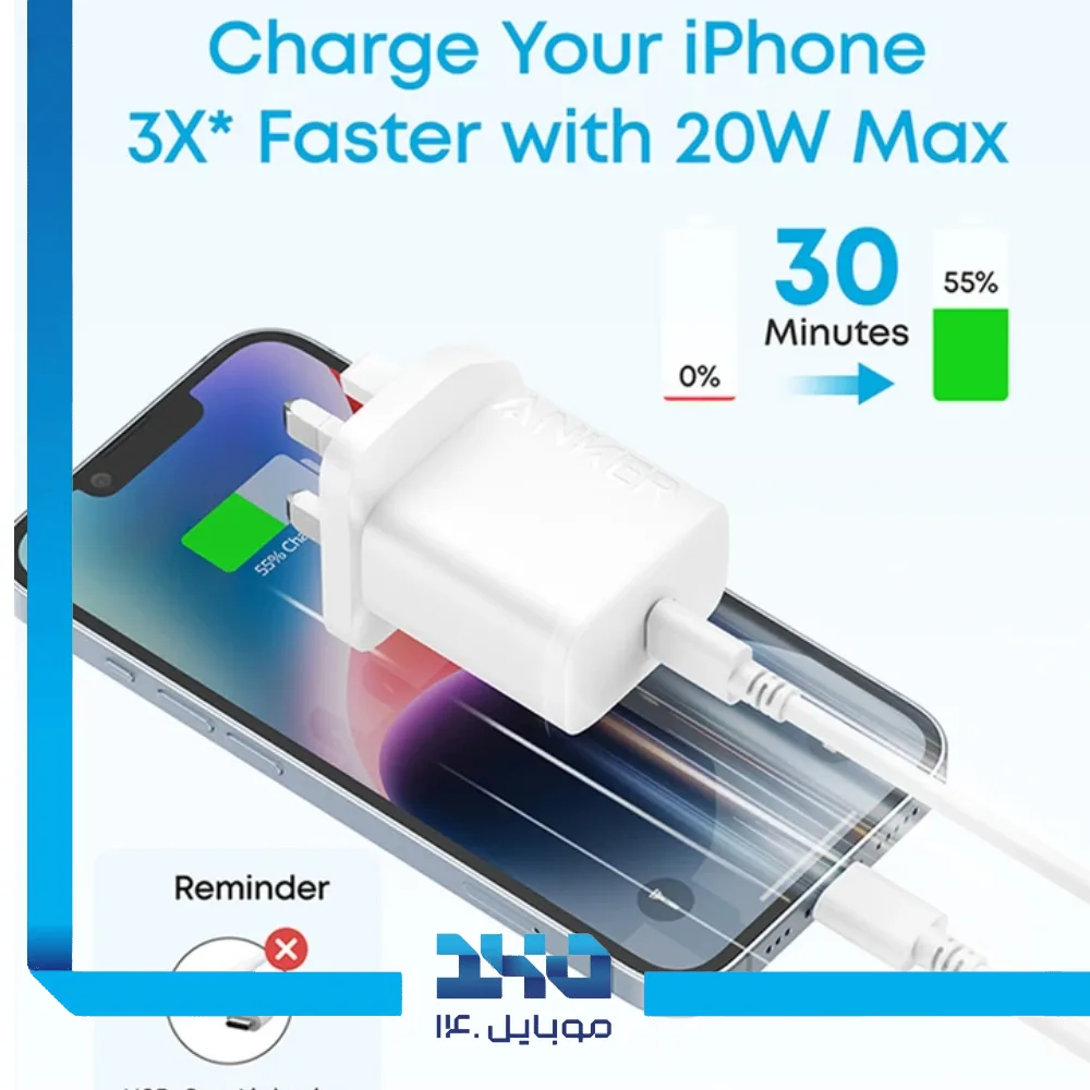 شارژر دیواری 20 وات انکر مدل B2347 سه پین