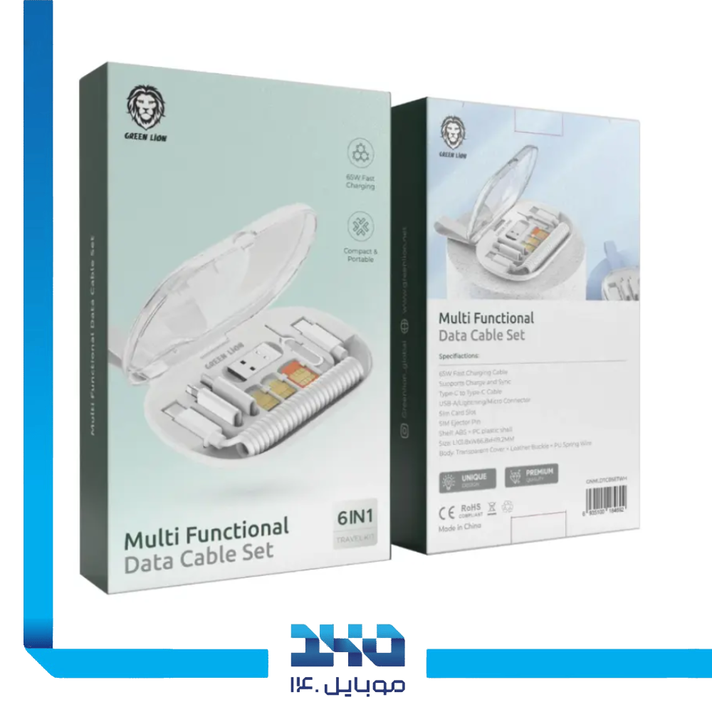ست کابل داده چند منظوره 6 در 1 گرین لاین مدل GNMLDTCBSETWH