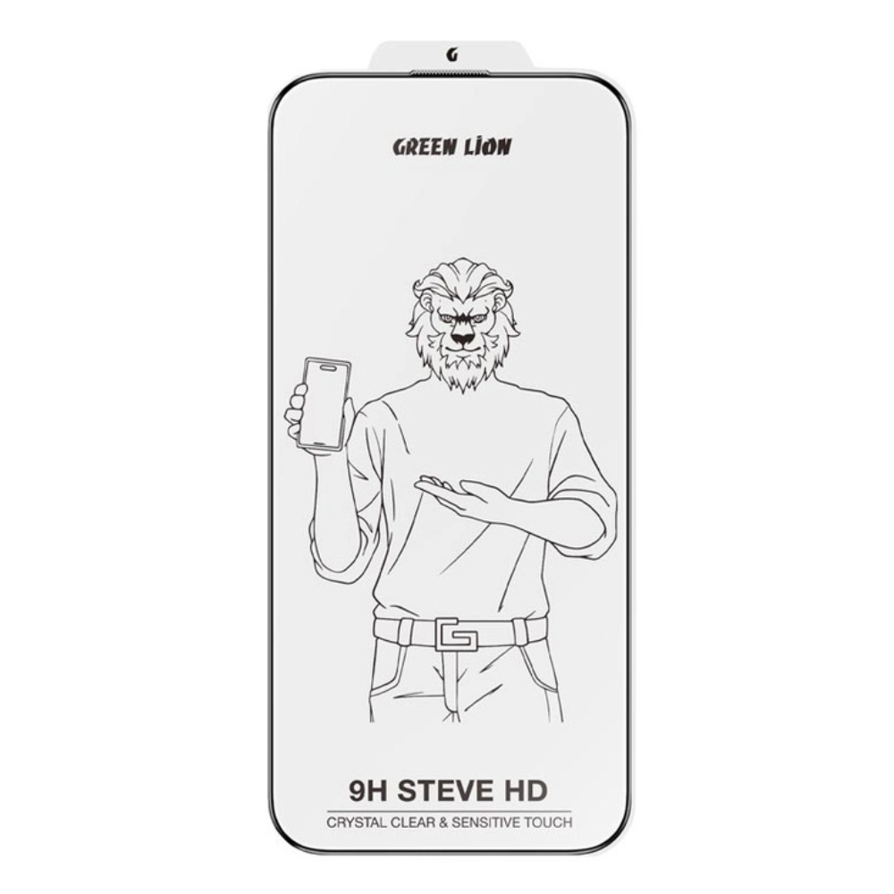 گلس شفاف گوشی آیفون 16 پرو گرین لاین مدل 9H Steve HD