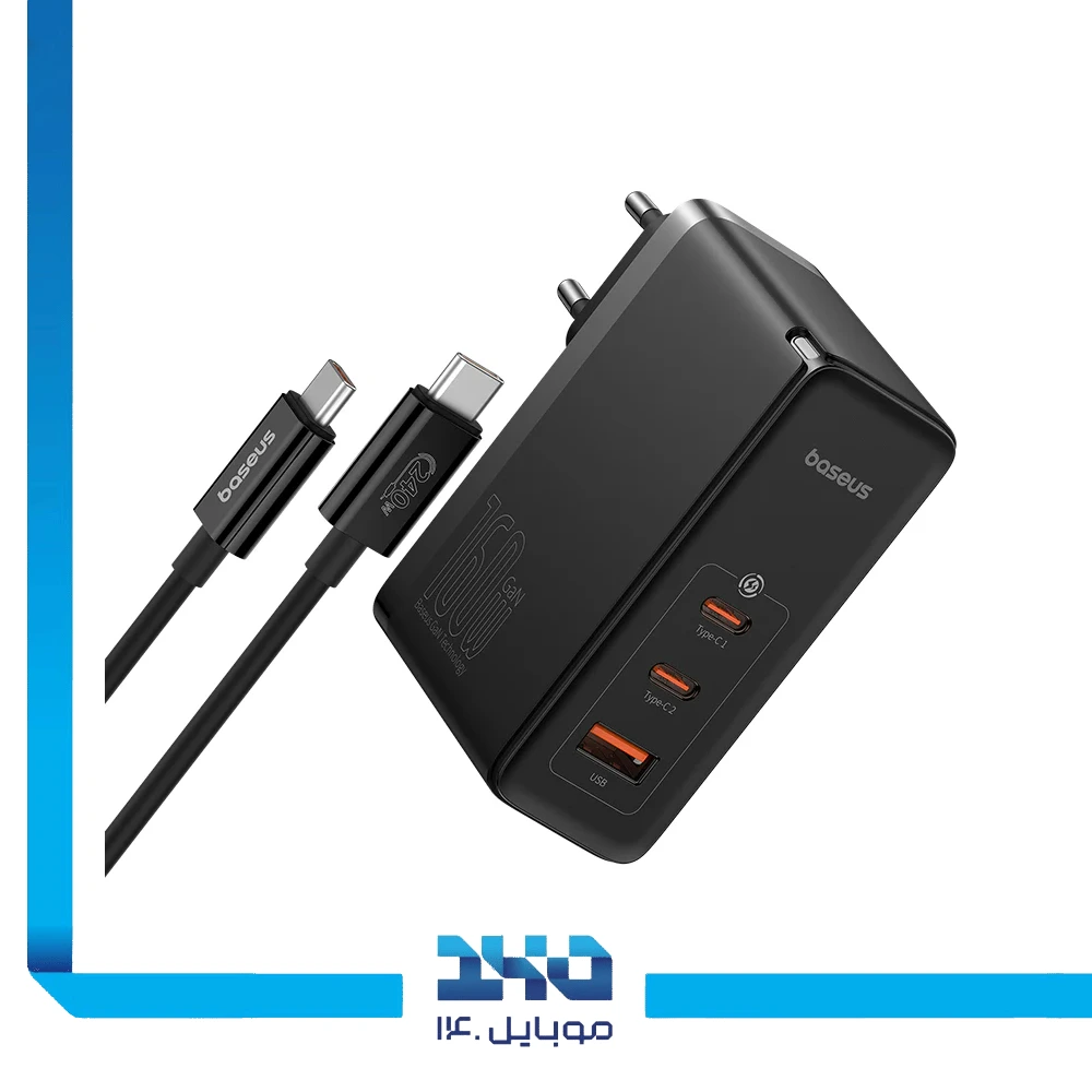 شارژر دیواری 160 وات بیسوس مدل GaN5 Pro Digital