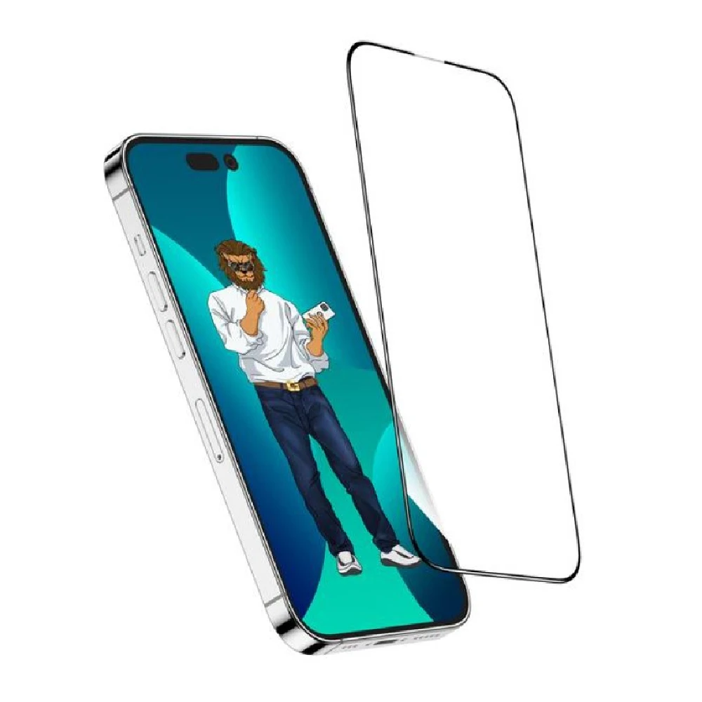 گلس تمام صفحه شفاف گوشی آیفون 14 پلاس گرین لاین مدل 9H Steve