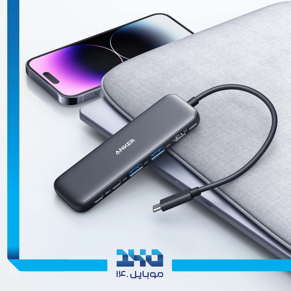 هاب 5 پورت تایپ سی انکر مدل A8355