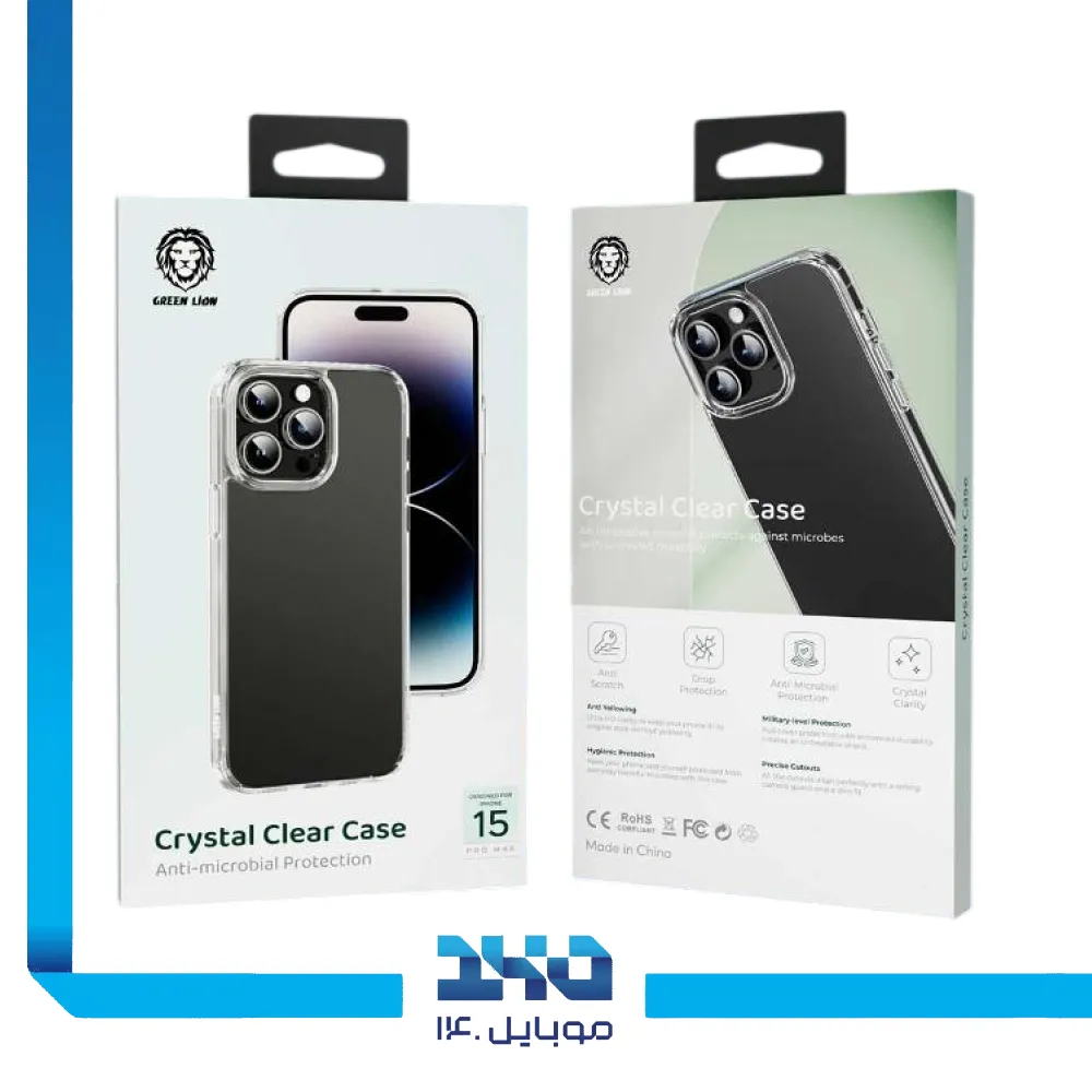 قاب گوشی آیفون 15 پرو مدل Green Lion Crystal Clear شفاف