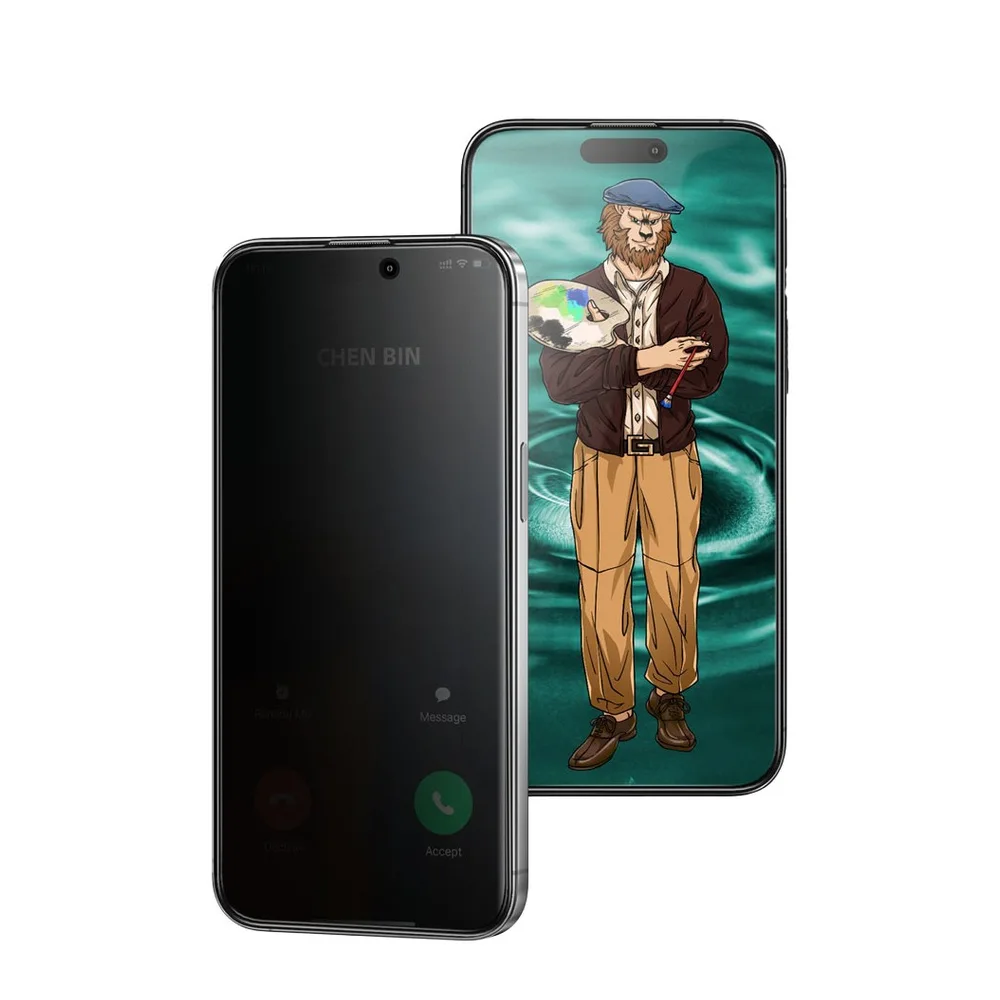 گلس پرایوسی 3D گوشی آیفون 15 پرو گرین لاین مدل Picasso