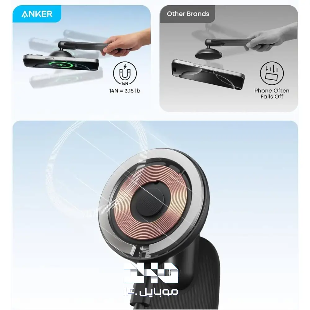 هولدر و شارژر وایرلس خودرو انکر مدل B2216 با توان 15 وات