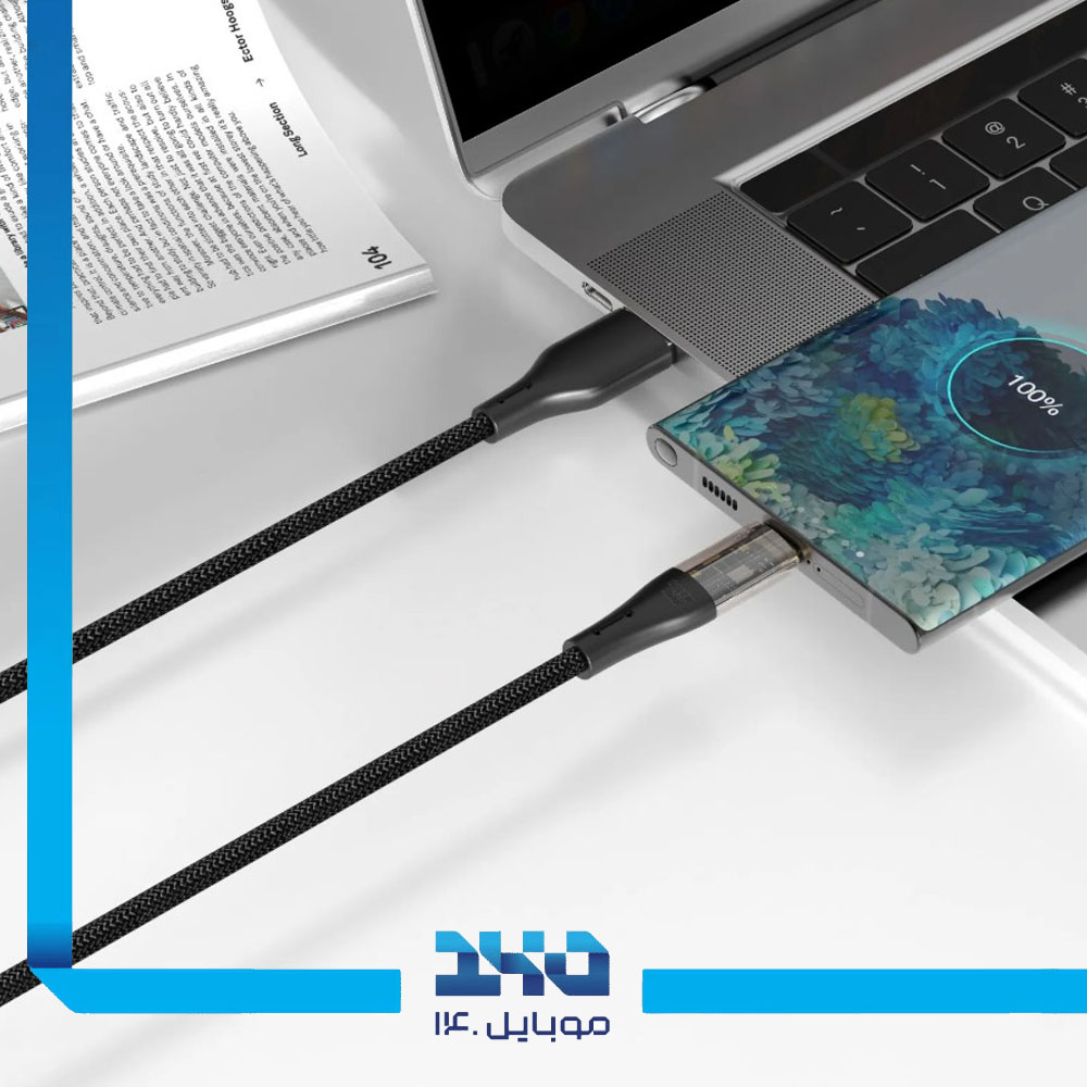 کابل تبدیل USB-A به 12USB-C وات گرین لاین مدل Transparent Braided